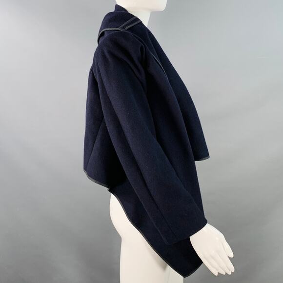 M Navy Wool Blend Unstructured Shawl Collar Open Front Jacket - Picture 2 of 7